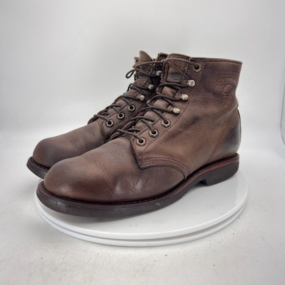 Chippewa Men Size 8.5D Brown Leather 7 Eye Vibram Gumlite Lace Up Ankle Boot